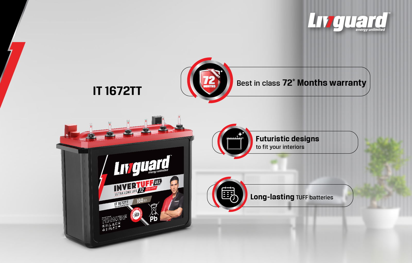 Livguard INVERTUFF IT1672TT Inverter Battery 160 Ah
